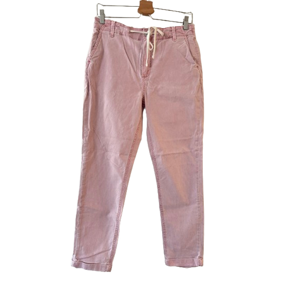 PAIGE Women's Christy High Rise Pants 29 Pink Drawstring Tapered Cropped Stretch - Picture 3 of 14